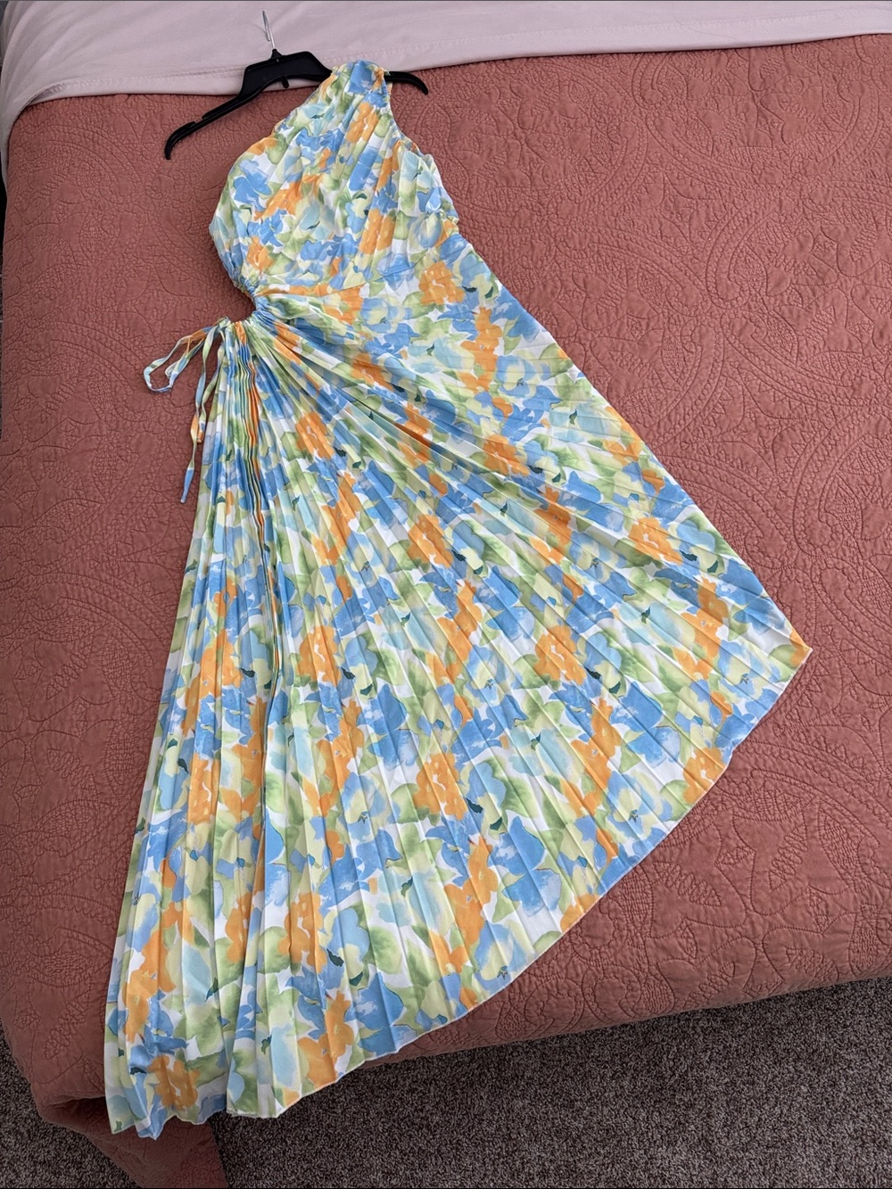 Asymmetric Pleated One-Shoulder Dress NWOT